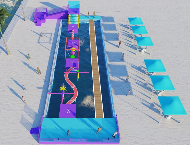 30 Meters Water Obstacle Course Amusement Equipment