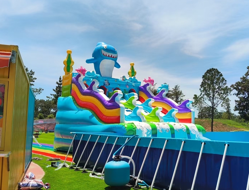 Shark Inflatable Water Park Slide