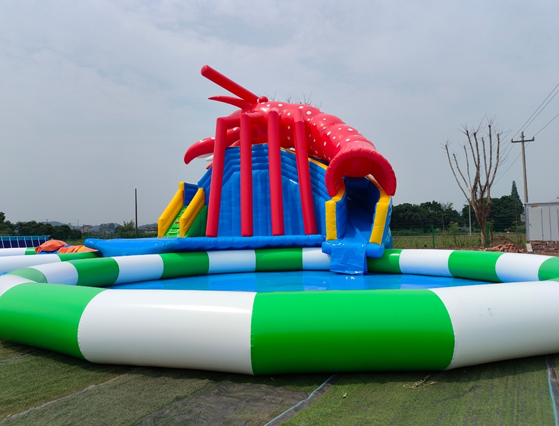 lobster-themed inflatable water slide