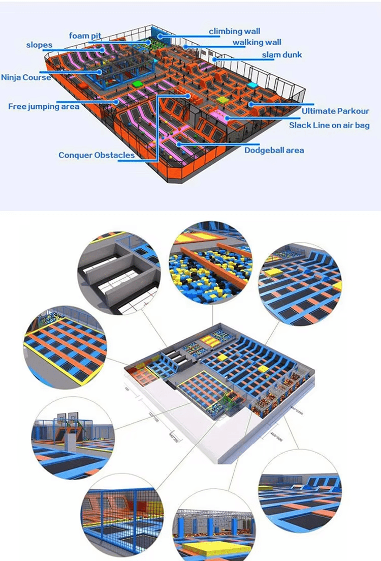 Children's trampoline park equipment