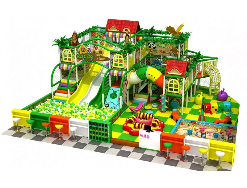 Green-themed indoor soft play equipment for children
